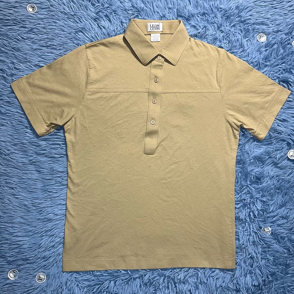 VINTAGE Leon Levin Button Polo Shirt Size Medium Mens Classic Tan Outdoor 90s